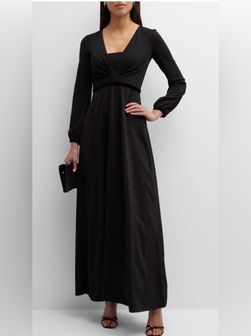 Emporio Armani Deep V-neck Shimmer Jersey Gown Size 8